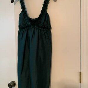 NWT Max Studio Petrol Green Sleeveless Silk Baby Doll Dress Retails $348